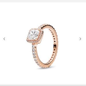PANDORA square sparkle ring, rose, cubic zirconia